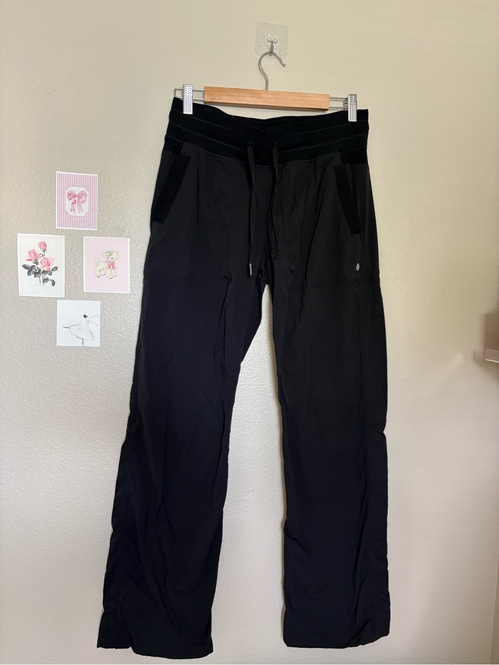 Lululemon black dance studio pants wide leg size 8